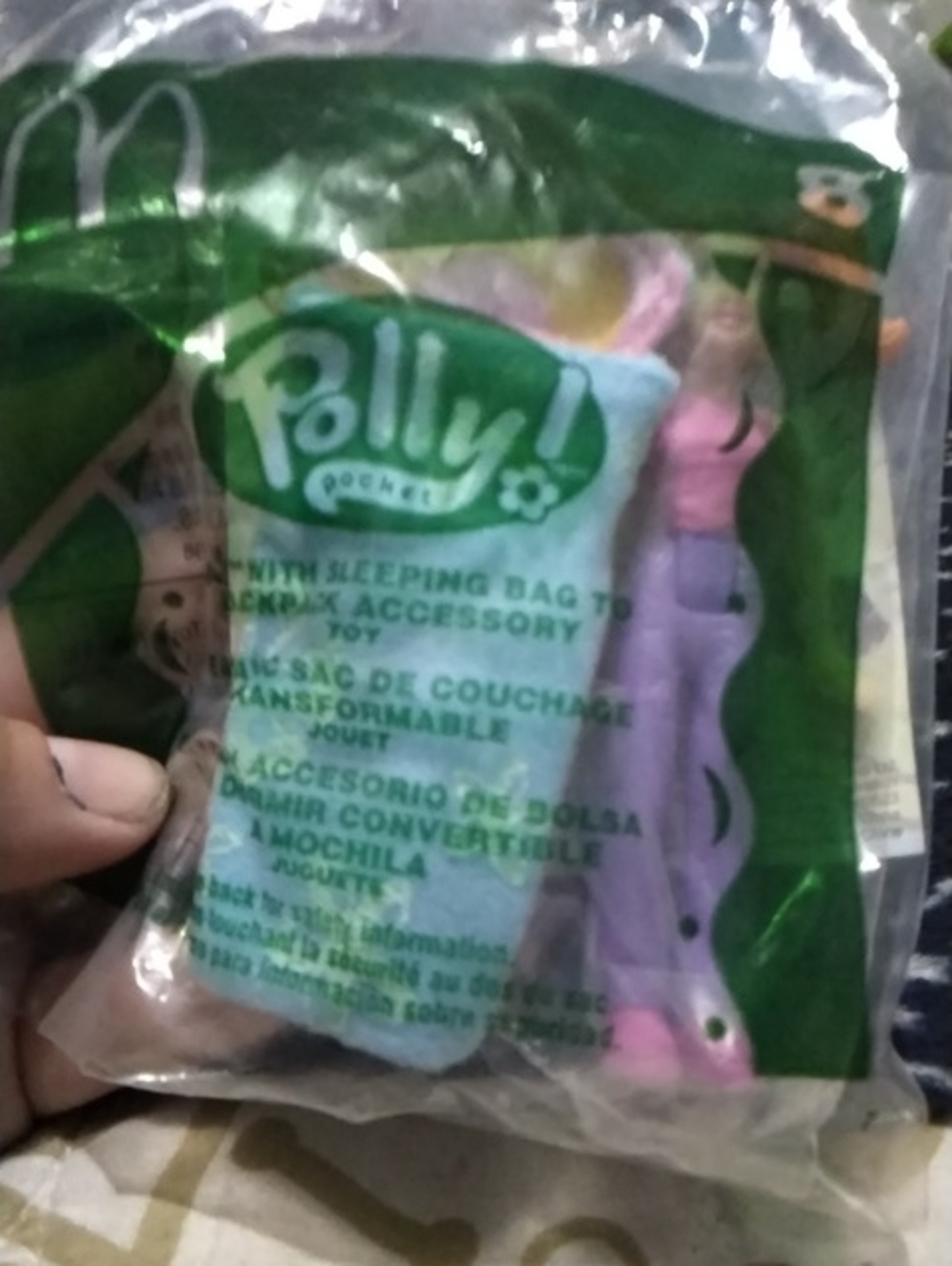 McDonald's Polly Pocket Purple Doll Leah with Blue Sleeping Bag #8